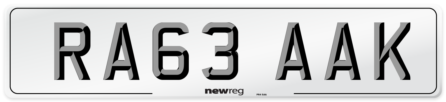 RA63 AAK Number Plate from New Reg